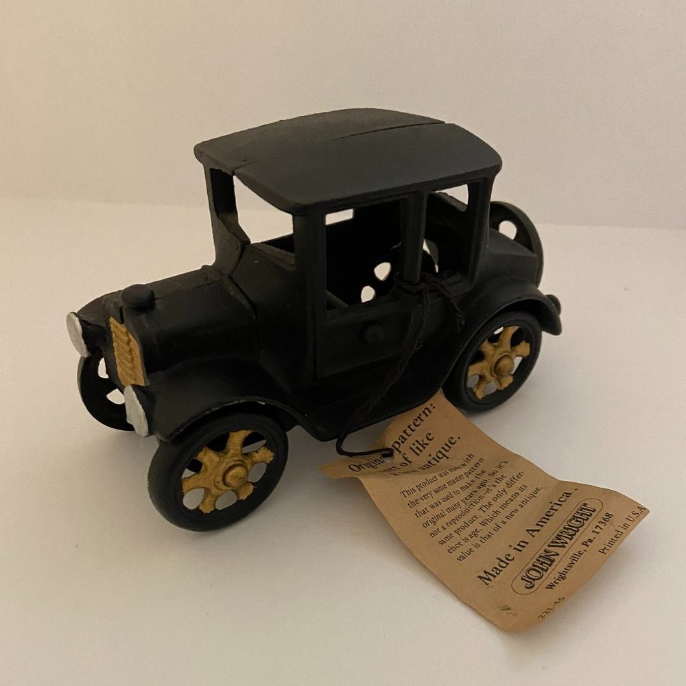 Black Cast Iron Model T Ford Car by John Wright: 5.5"